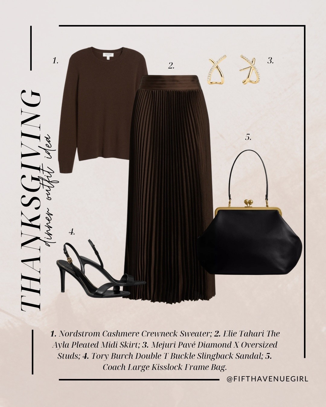 Thanksgiving dinner outfit idea. Nordstrom cashmere crewneck, Elie Tahari pleated midi skirt, Tory Burch slingback sandals, Coach Kisslock bag.

#LTKItBag #LTKStyleTip #LTKSeasonal