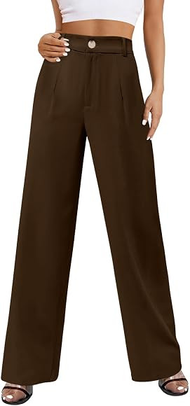 onlypuff Womens Business Pants Wide Leg High Waisted Capris Straight Long Work Trousers with Pock... | Amazon (US)