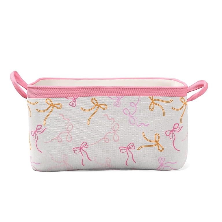 Mainstays Kids Medium Pink Bows Canvas Printed Storage Basket with Handles | Walmart (US)