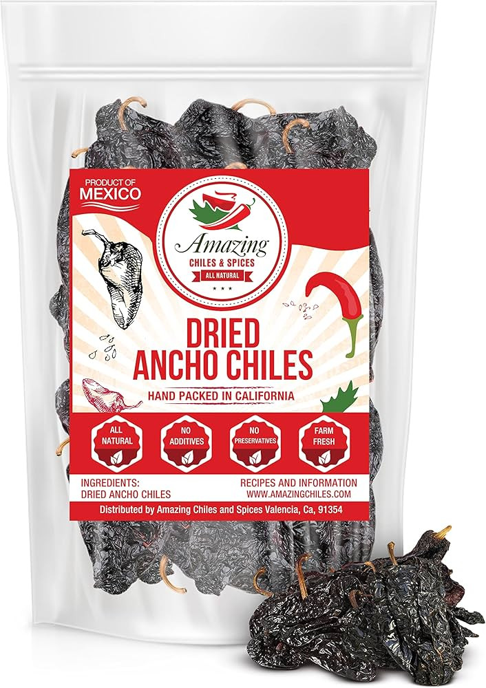 Dried Ancho Chiles Peppers 4 oz, Natural and Premium. For Recipes Like Mexican Mole, Sauces, Stew... | Amazon (US)