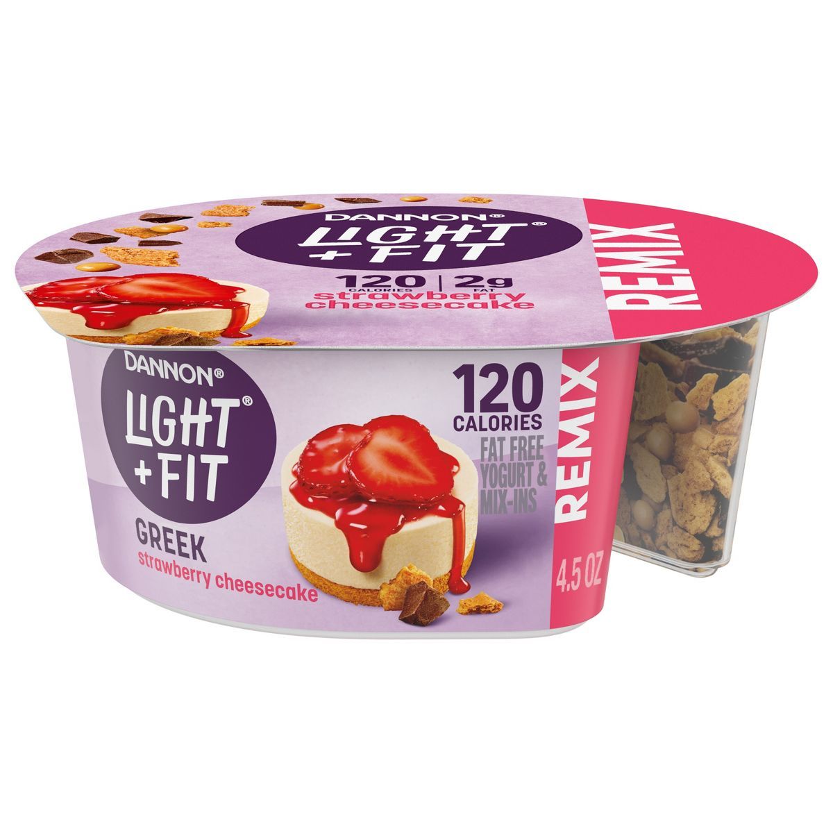 Light + Fit Mixin Strawberry Cheesecake with Chocolate and Graham Greek Yogurt - 4.5oz Cup | Target