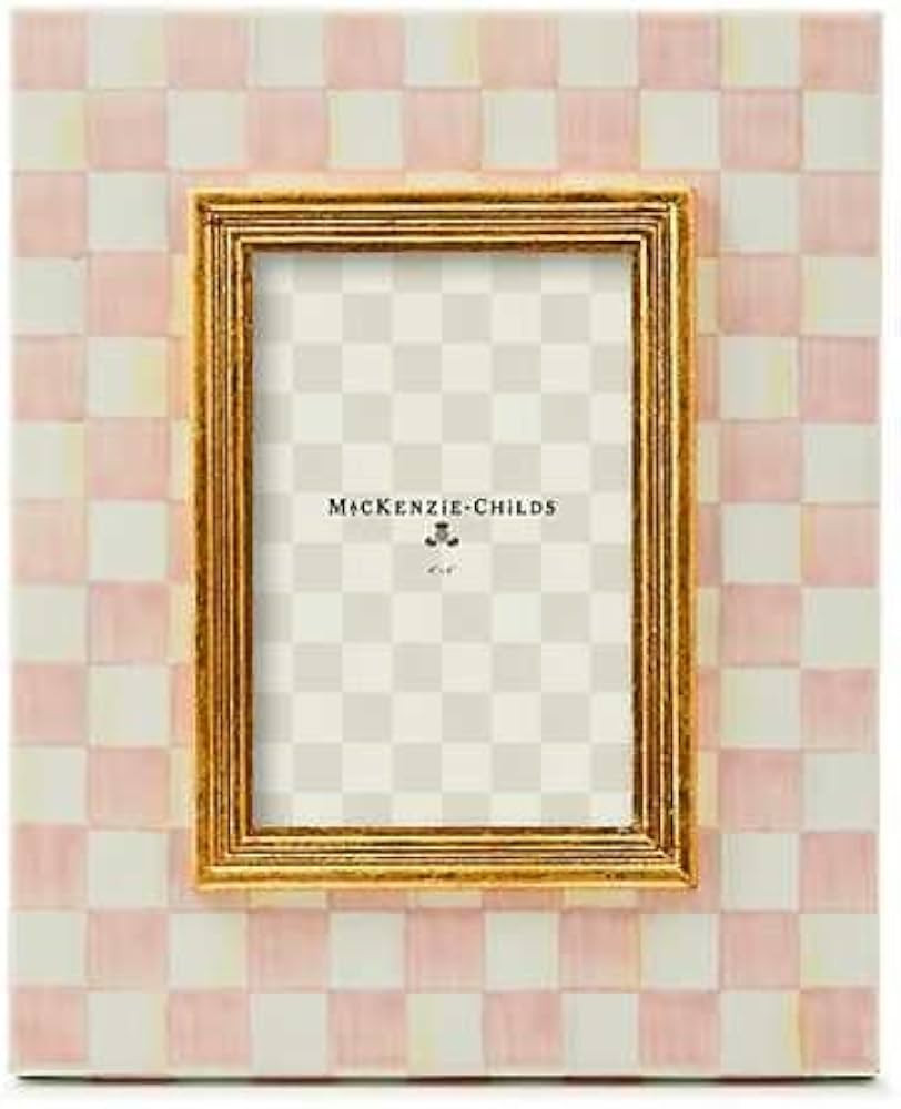 MACKENZIE-CHILDS Enamel Frame, Cute Rectangular Family Picture Frame, Pink-and-White Rosy Check, ... | Amazon (US)