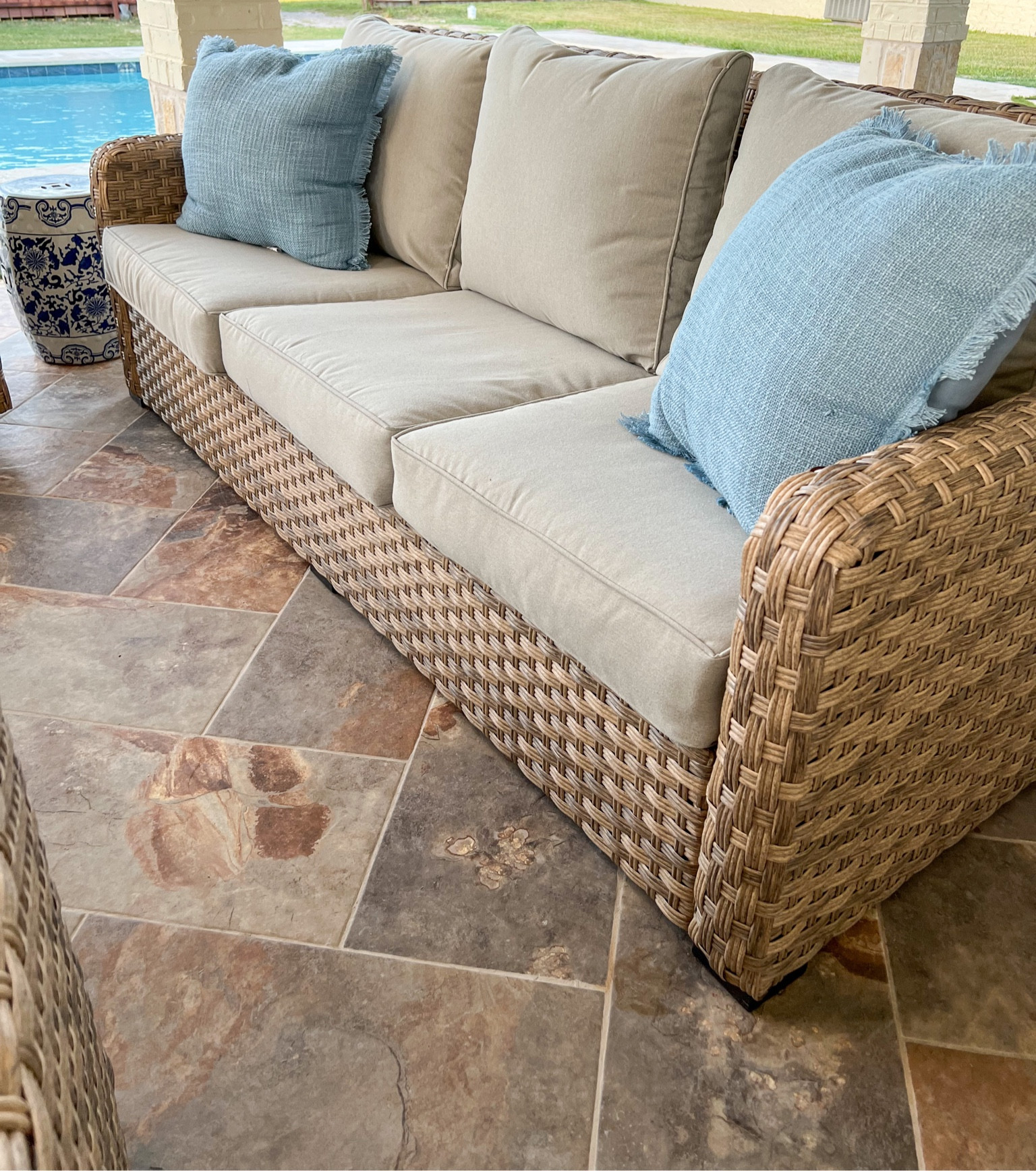 Walmart wicker Outdoor Patio furniture 
Better homes and gardens
Chinoiserie garden stool 
Outdoor decor
Patio and pool
Pool house
Affordable 
Natural 
Rattan
Blue and white decor
Traditional 
Grandmillennial 
Coastal French cottage style
Powder blue outdoor throw pillows 
Large lanterns
Samsung 65 inch
Glider chairs
2 nesting tables
Marble
Black metal


#LTKhome #LTKsalealert #LTKFind