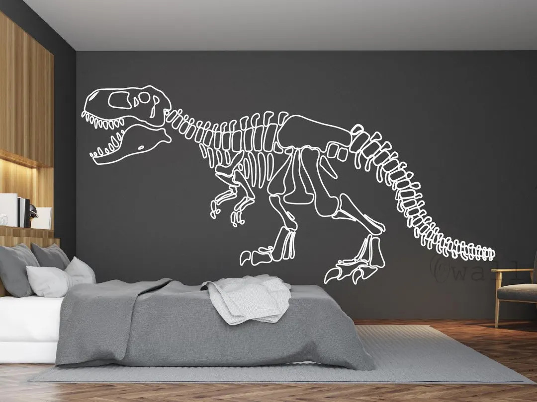 T-Rex Skeleton Wall Decal: Removable Dinosaur Vinyl Sticker | Etsy (US)