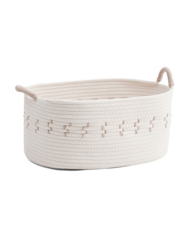 Cotton Rope Storage Basket With Checkered Stripes | TJ Maxx