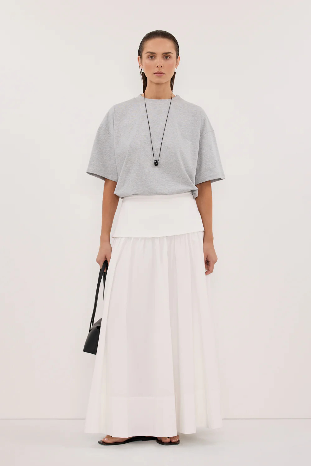 TYRA SILVER MARLE LONGLINE KNIT TEE | DISSH