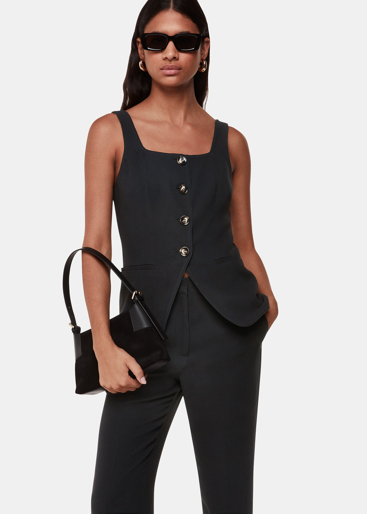 Sofia Crepe Waistcoat | Whistles