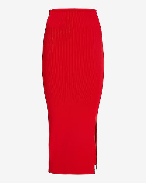 Body Contour Side Slit Midi Sweater Pencil Skirt | Express