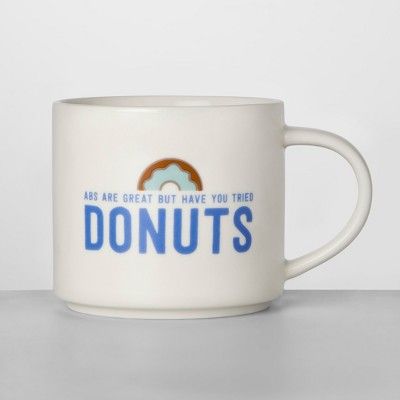 16oz Porcelain Abs Are Great But Have You Tried Donuts Mug White/Blue - Room Essentials™ | Target
