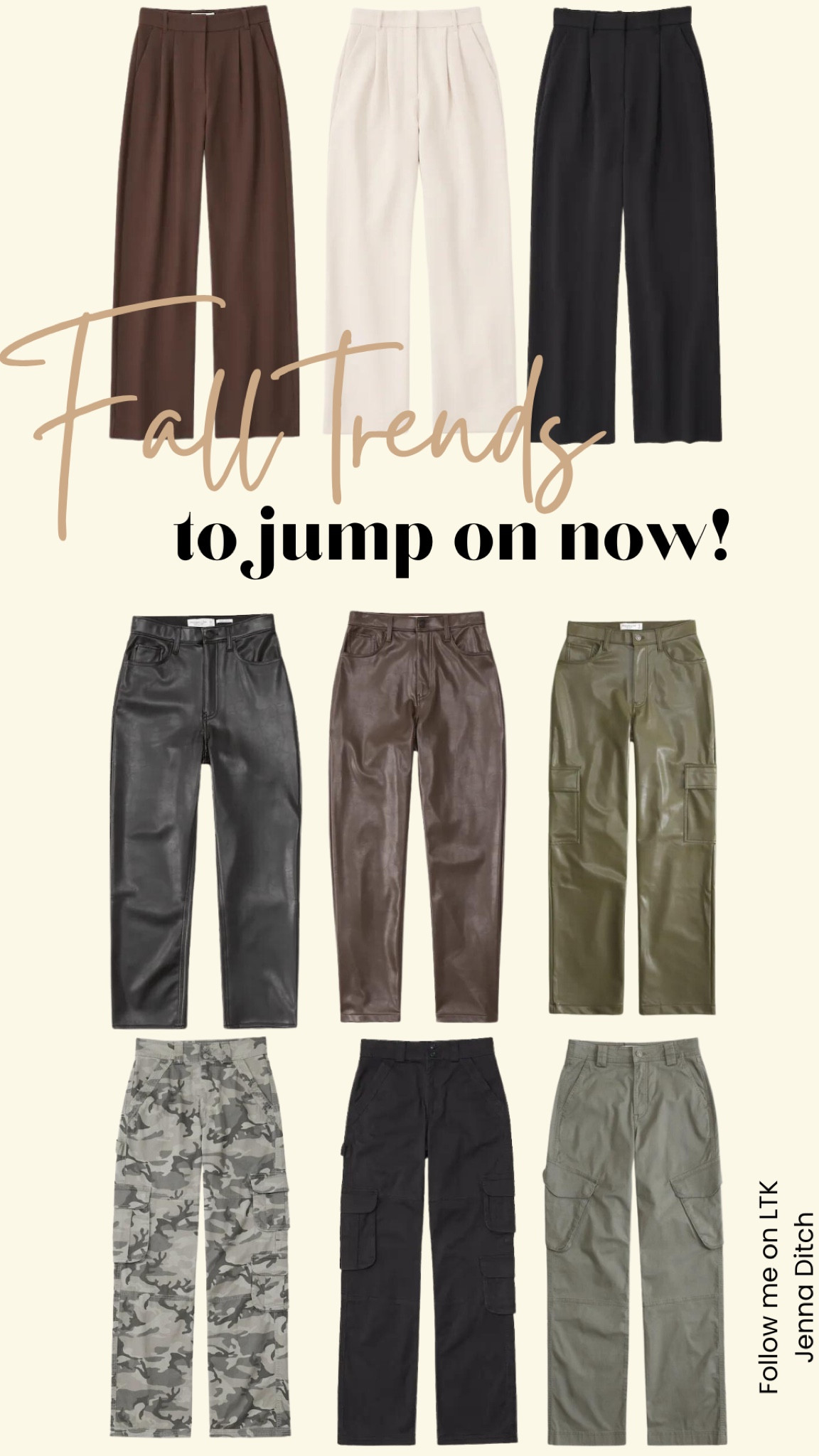 20% OFF, use code AFLTK 
Fall trends to jump on early!! Cargos, leather pants, and tailored pants!! #abercrombiepants #falloutfits #fallstyle #falljeans #trendypants #falloutfitinspo #Afmusthaves 


#LTKfindsunder100 #LTKSeasonal #LTKstyletip