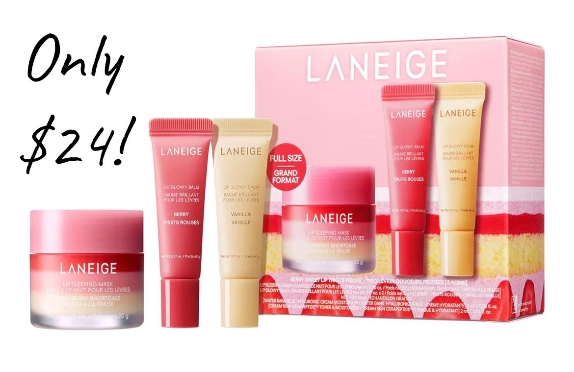 Laneige’s Berry Sweet Lip Set is down to only $24 today at Amazon as a Prime Deal - the lowest it’s been offered at! 🍓 This set includes Laneige Travel Size Berry and Vanilla Lip Balms, plus a full size Strawberry Shortcake Lip Sleeping Mask that usually retails for $24 on its own! Limited edition set that will go quickly this price 🍰

#LTKSaleAlert #LTKselfcare #LTKBeauty