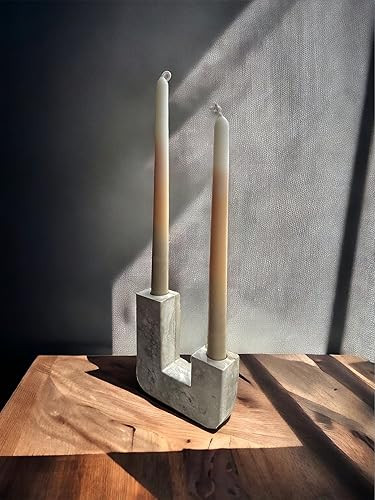 U SHaped Cement Candle Stick Holder Stoneware | Wavy Decor | Candle Stick| Boho Art| Taper Candel... | Amazon (US)