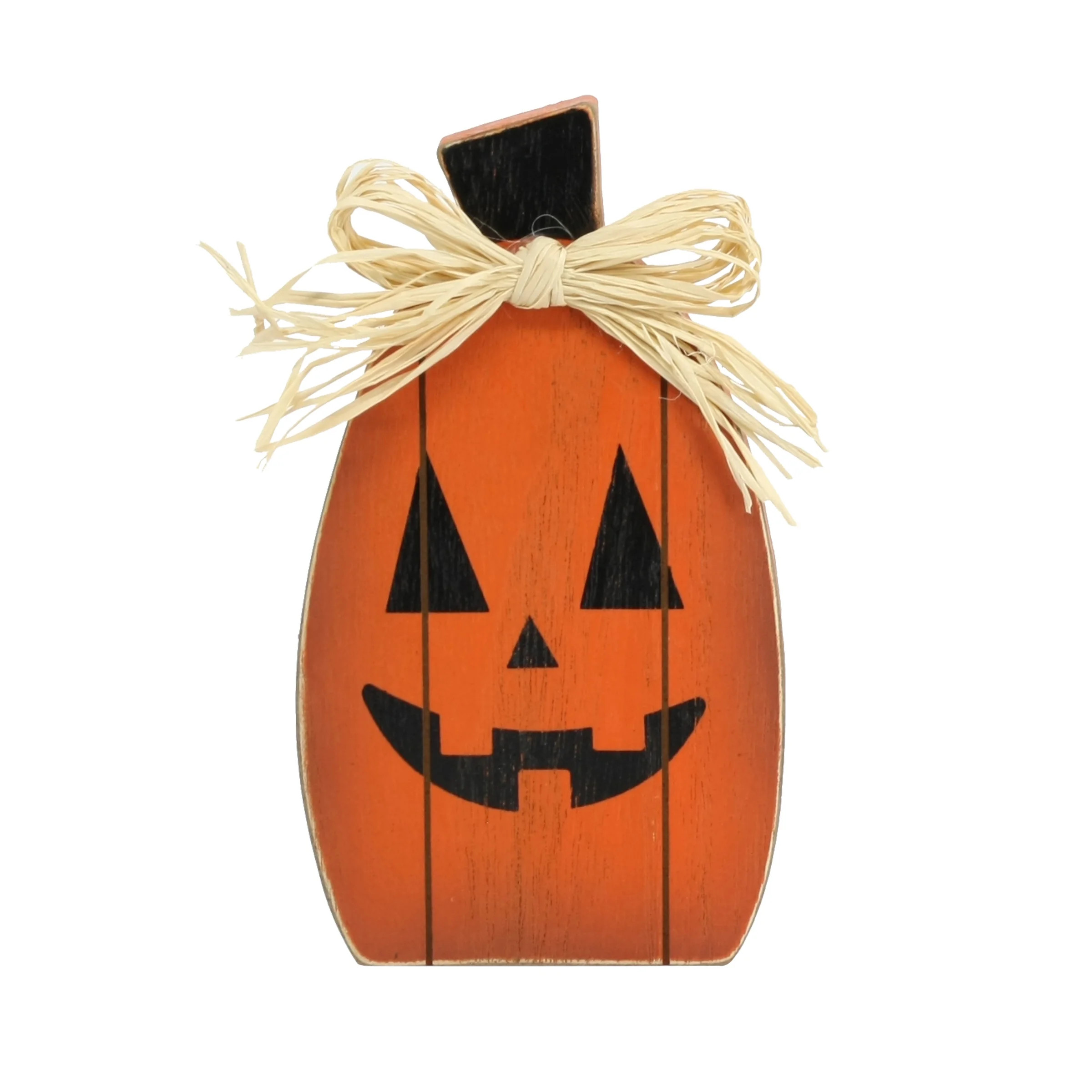 Way To Celebrate Halloween MDF Orange Jack-O-Lanten Standing Tabletop Decoration, 6" Height | Walmart (US)