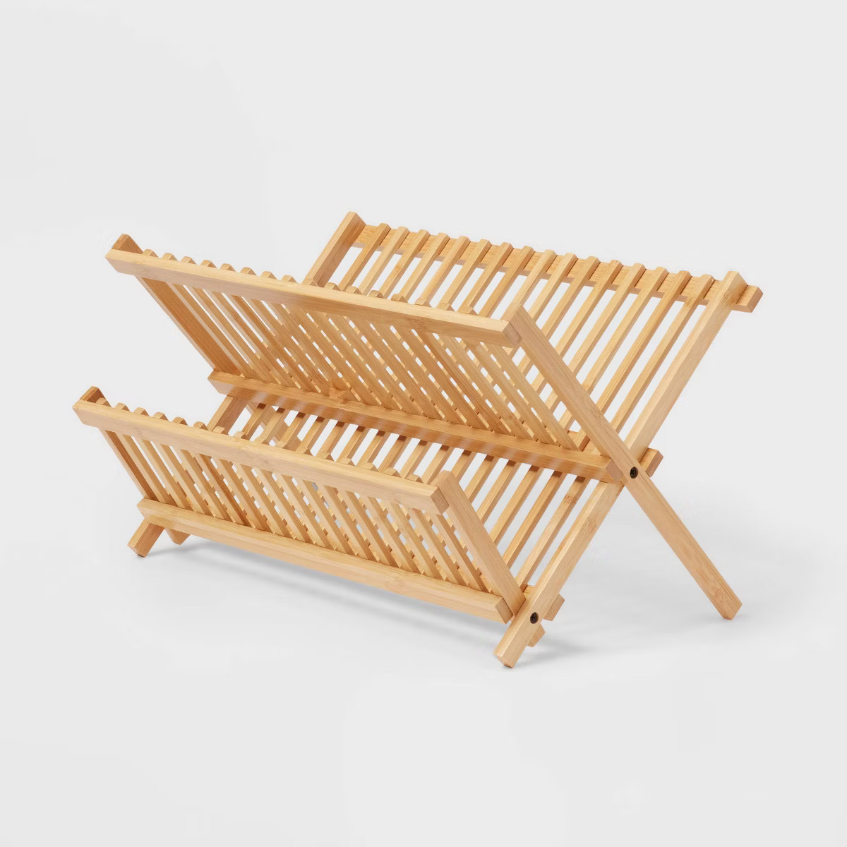 Bamboo Drying Rack Brown - Brightroom™: Freestanding Varnished Dish Drying Rack, Folds for Stor... | Target