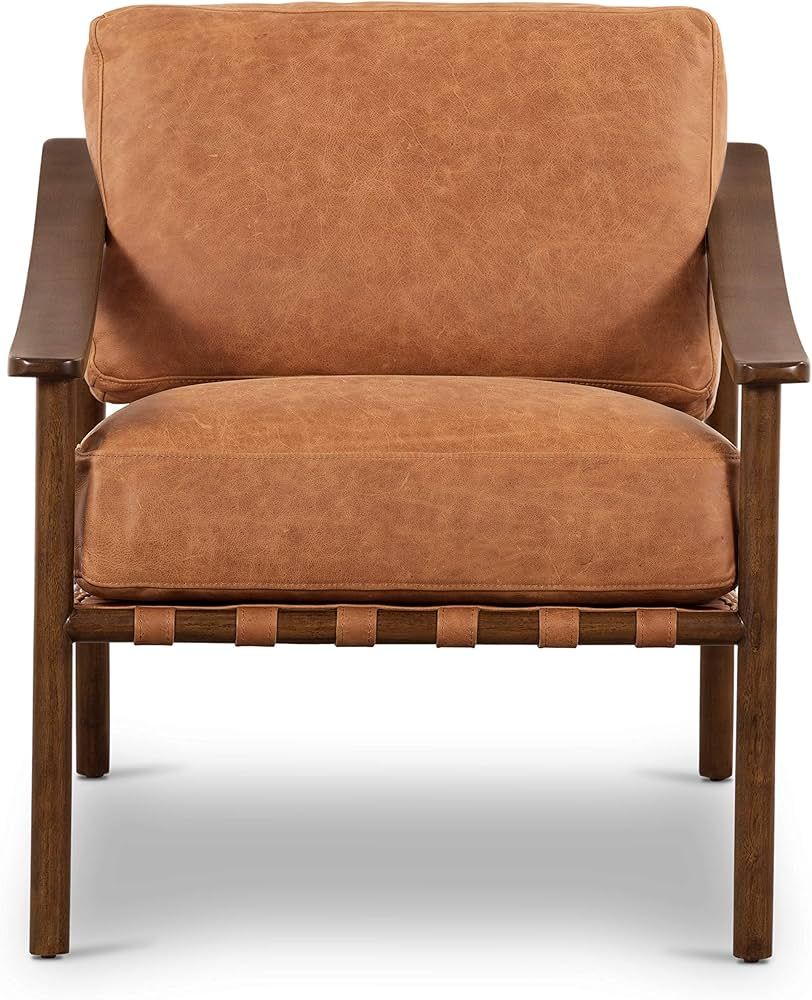 POLY & BARK Rocco Lounge Chair in Full-Grain Pure-Aniline Italian Leather, Cognac Tan | Amazon (US)