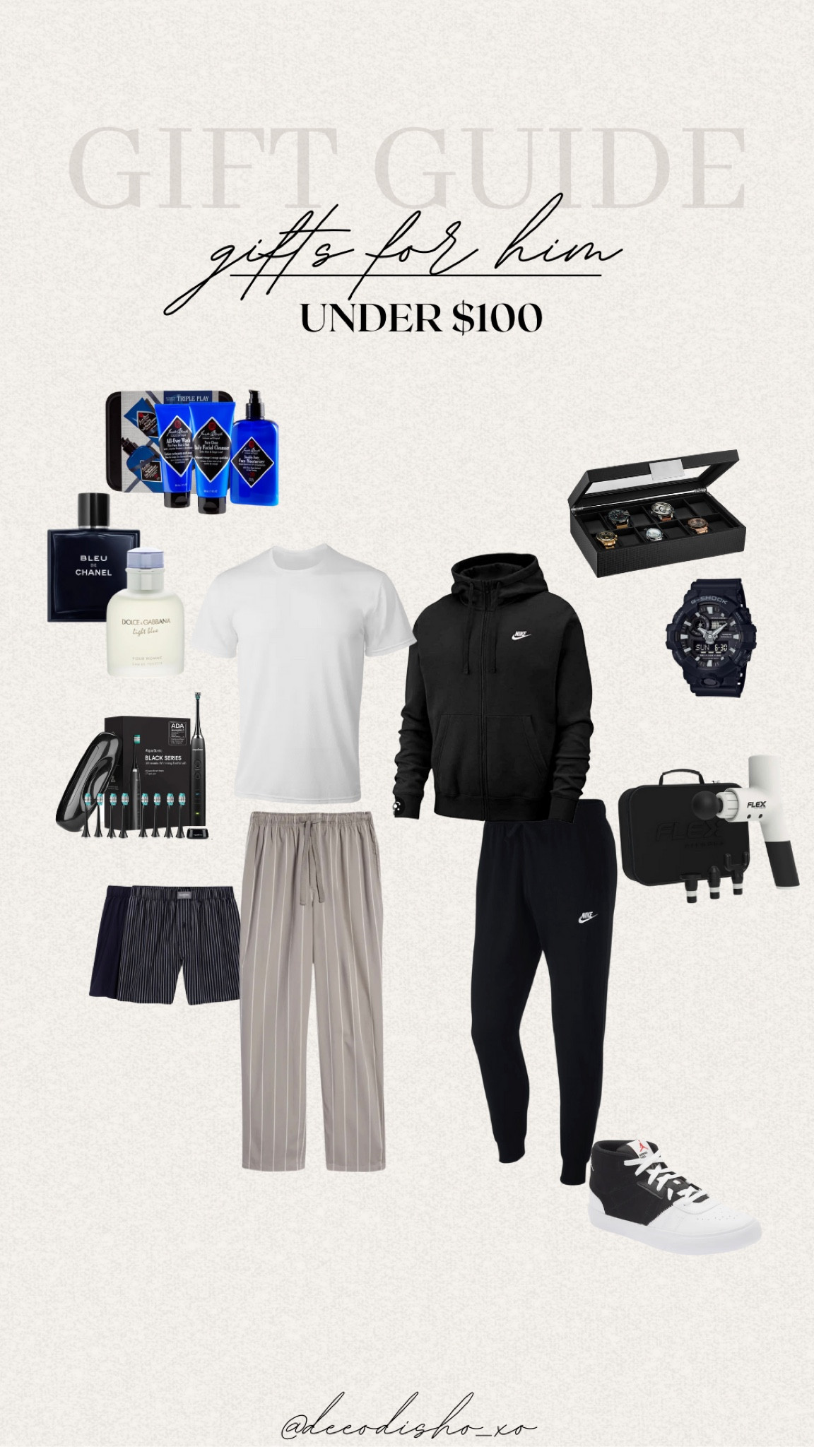 Gift guide for him under $100! 

#mens #mensgiftguide #giftguideforhim #giftideas #giftideasforhim #giftideasformen #giftsunder100 #chanelcologne #menscologne #hanes #mensboxers #hanesboxers #mensnikejoggers #mensnike #mensjordans #mensshoes #gshockwatches #gshock #menswatchbox #watchbox #amazonfinds #nordstromrack #macys #sale #menssale #hanesundershirts  #ltkholiday

#LTKunder100 #LTKGiftGuide #LTKmens