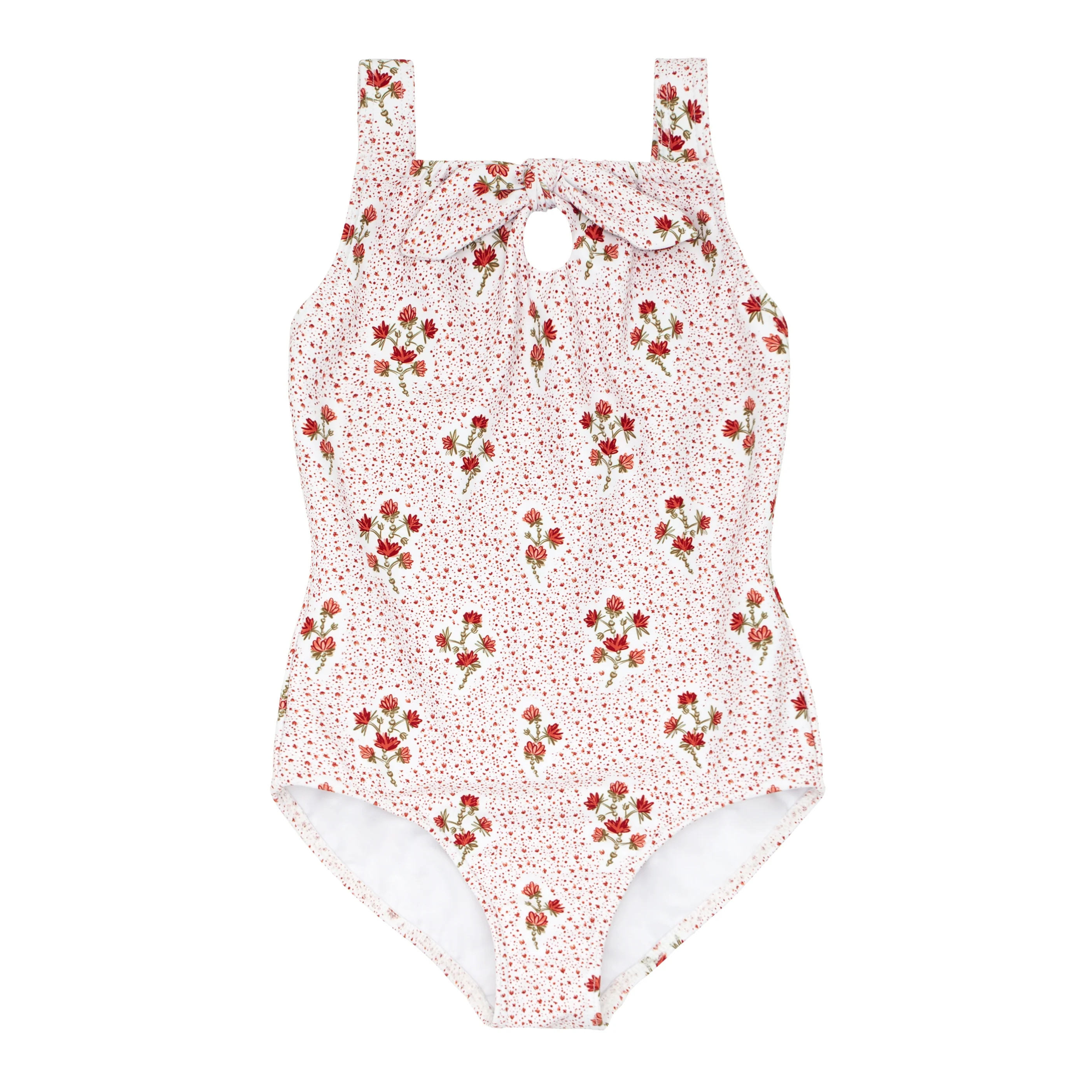 girls raspberry red gathered one piece | minnow