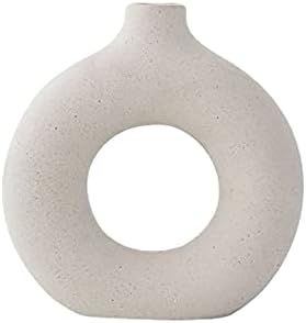 Nordic Circular Hollow Ceramic Vase Donuts Flower Pot Home Decoration Accessories Office Desktop ... | Amazon (US)