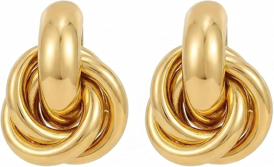 Jean Beau Chunky Gold Stud Earrings for Women Trendy Gold Plated Dangle Drop Prom Birthday Fashio... | Amazon (US)