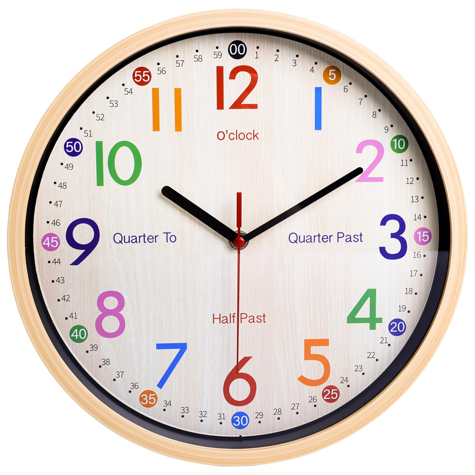 JoFomp Teaching Clock for Kids | 12 inch Educational Wall Clock for Learning Time, Silent Non-Tic... | Amazon (US)