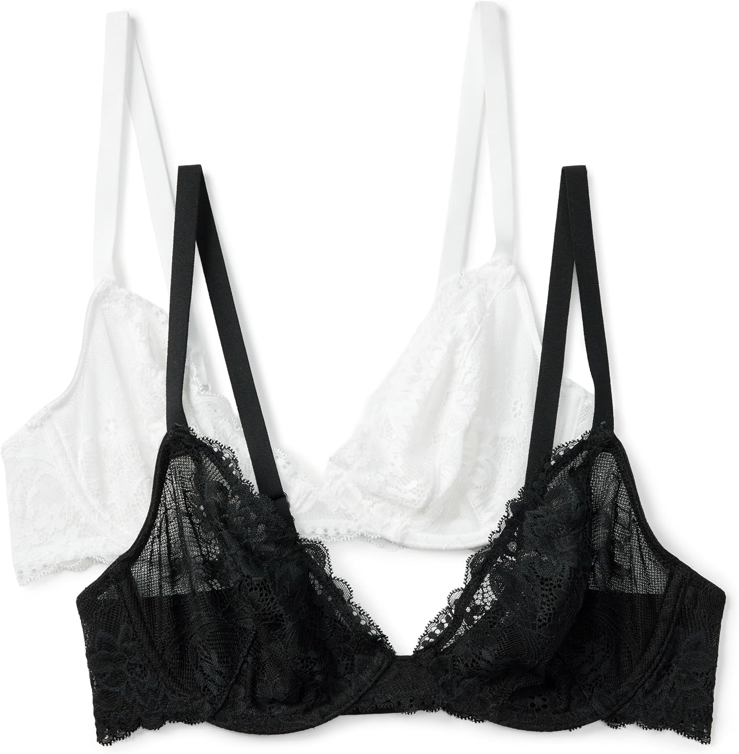 Amazon Essentials Women's Stretch Lace Plunge Bra, Multipacks | Amazon (US)