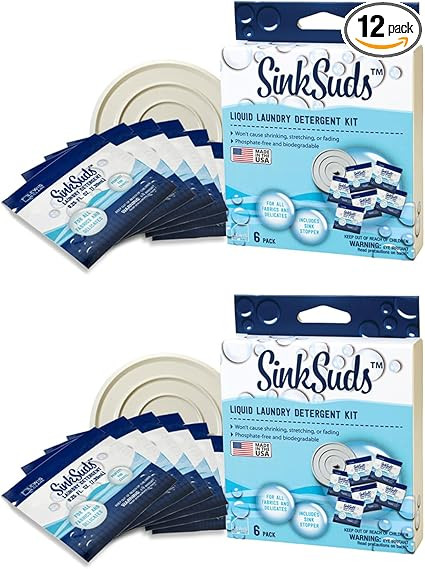 SinkSuds Laundry Detergent Travel Size Liquid Soap TSA Compliant Safe for All Fabrics 12 Packets ... | Amazon (US)
