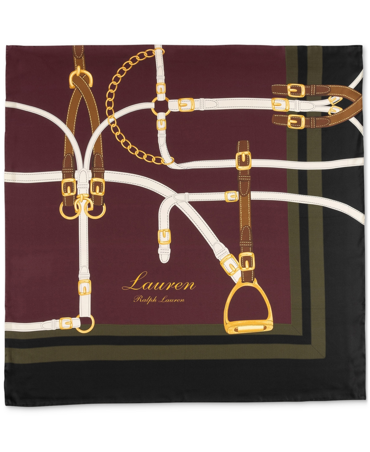 Lauren Ralph Lauren Modern Belting Square Silk Scarf - 690 Pinot Noir | Macy's