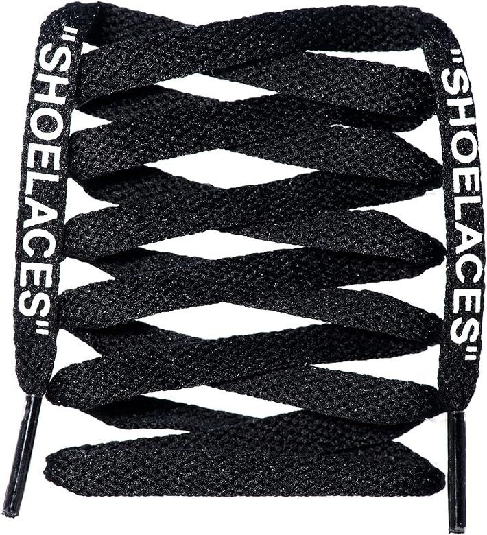 Amazon.com: LitLaces -"SHOELACES" Flat Printed Replacement Shoe Laces for Sneakers (White, 62") :... | Amazon (US)
