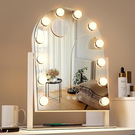 ZL ZELing Vanity Mirror with Lights, Vanity Mirror with Smart Touch Control, 12 Dimmable Bulbs, D... | Amazon (US)