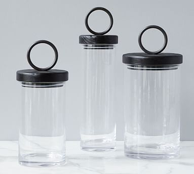 Black Wood & Iron Handled Canisters | Pottery Barn (US)