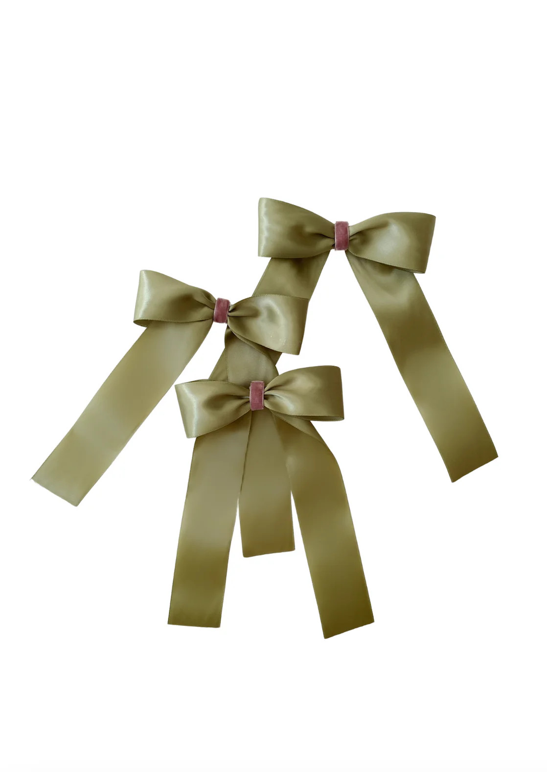 Sage Green & Mauve Christmas Bow Ornaments | Nicola Bathie Jewelry
