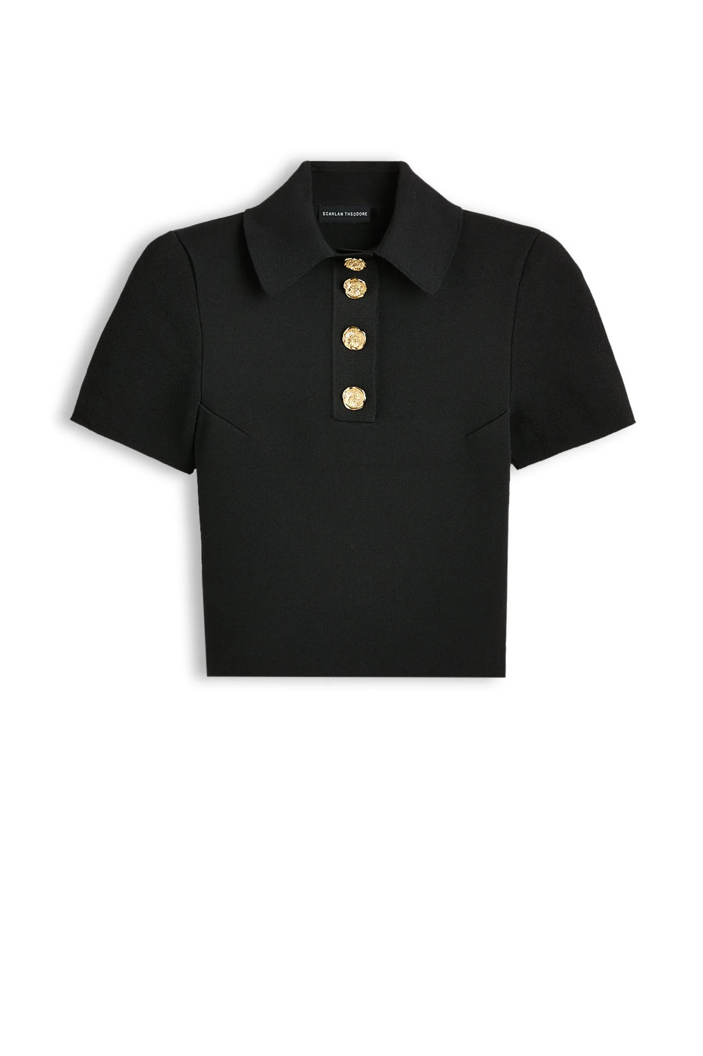 CREPE KNIT POPPY SHIRT - BLACK - Scanlan Theodore | Scanlan Theodore US