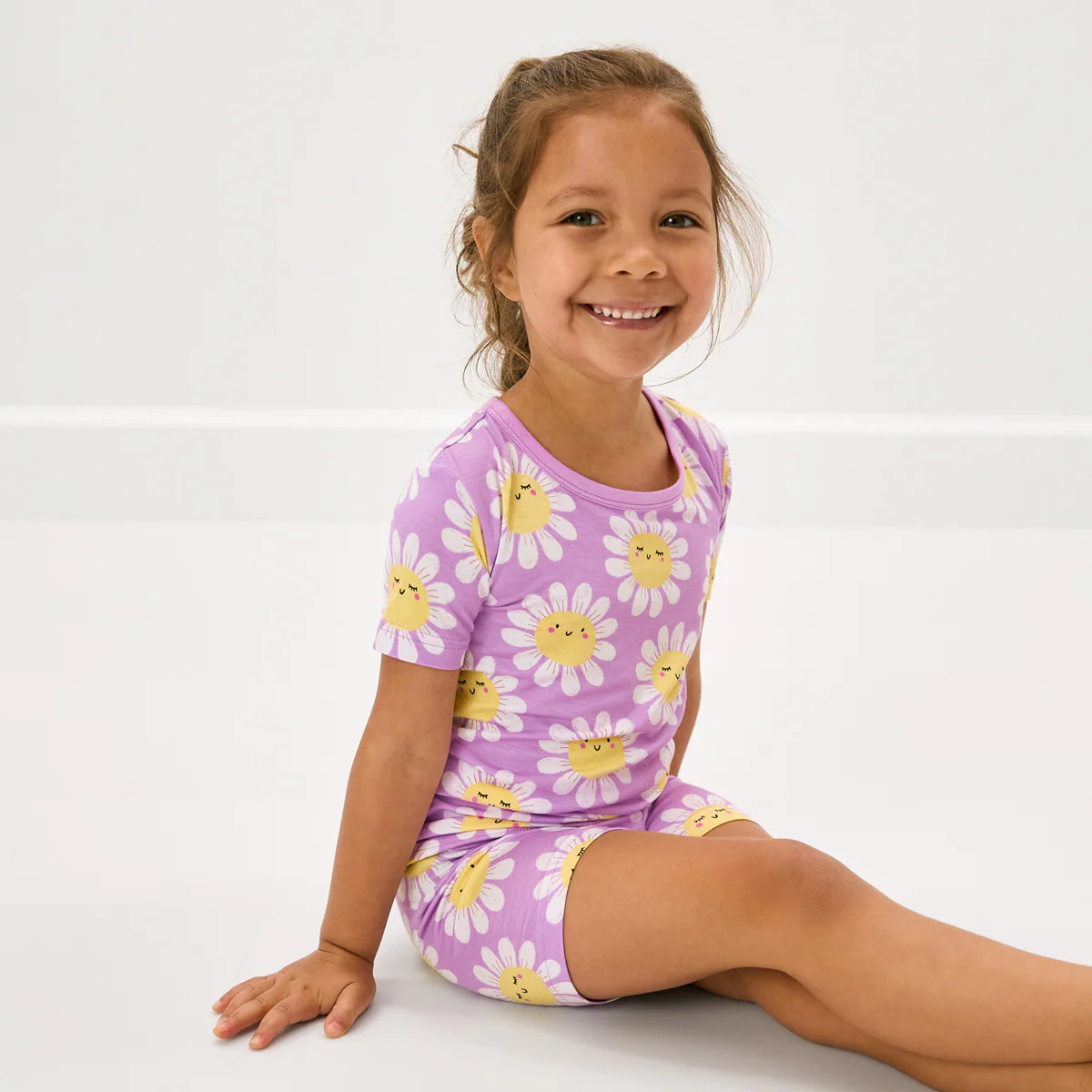 Flower Power Two-Piece Short Sleeve & Shorts Pajama Set | Little Sleepies