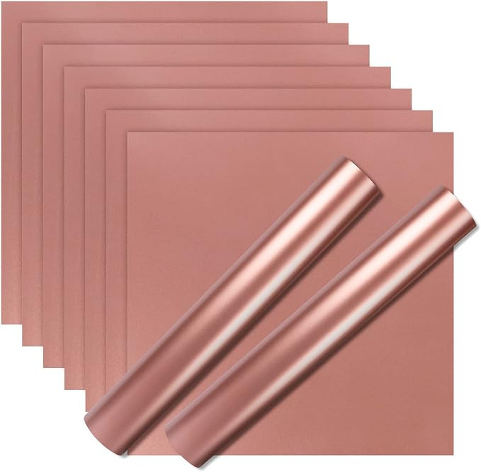 HTVRONT Matte Rose Gold Vinyl 9 Pack 12x12 Compatible with Cricut Machines | Waterproof, Easy to ... | Amazon (US)
