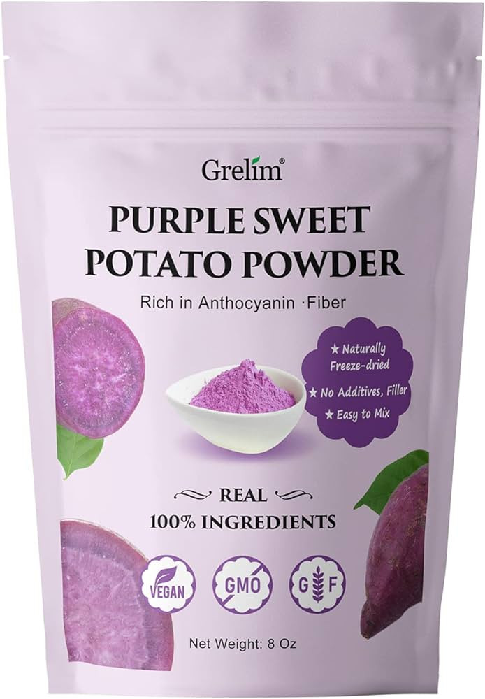 Grelim Premium Purple Sweet Potato Powder 8 Oz, Pure Natural Ube (Purple Yam) Powder Gluten Free ... | Amazon (US)