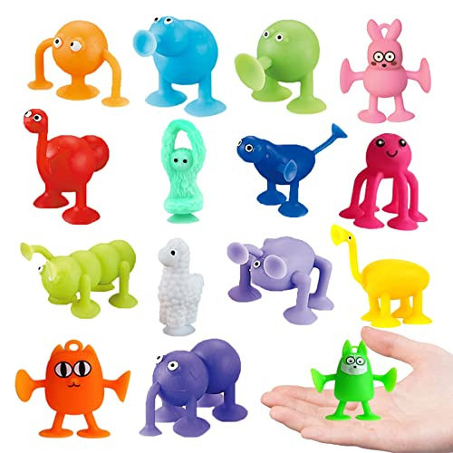 Bath Toy Set- 16 Pcs Slicone Sucker Toys for Kids, Sensory Toys for 3 4 5 6 7 Year Old Boys Girls Stress Release Toys Travel Toys, Suitable for Interactive Toys, Suitable for Parties, Bathrooms | Amazon (US)