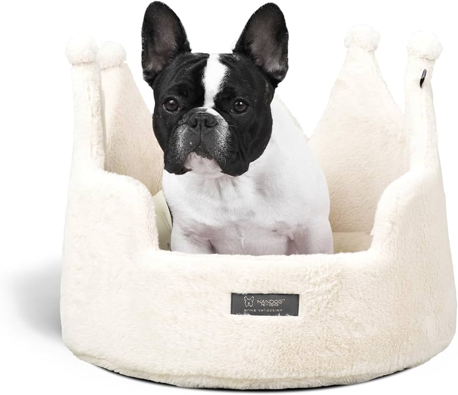 NANDOG Crown Pet Bed in Royal Ivory - Ultra Soft Micro Plush Fabric - Fun & Regal Design - Comfor... | Amazon (US)