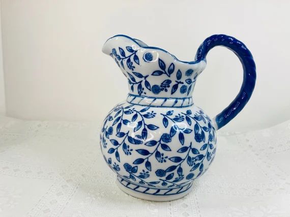 Blue and White Floral Pitcher Blue and White Pitcher Blue | Etsy | Etsy (US)