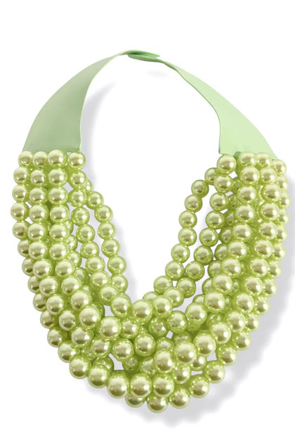 Carla Lime Green Smooth Bead Statement Necklace | The Willow Tree