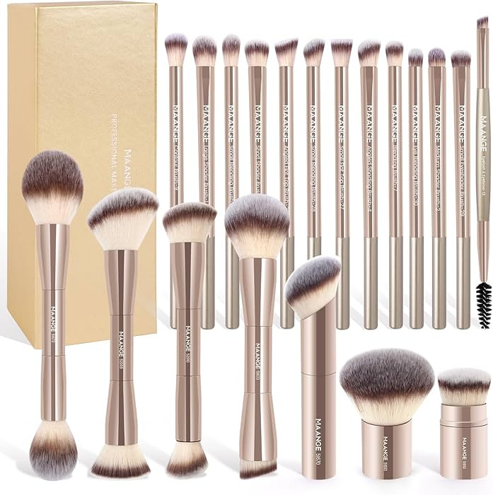 MAANGE 20 Pcs Makeup Brushes with Gift Box, Double-End Multi-functional Makeup Brushes for Blendi... | Amazon (US)