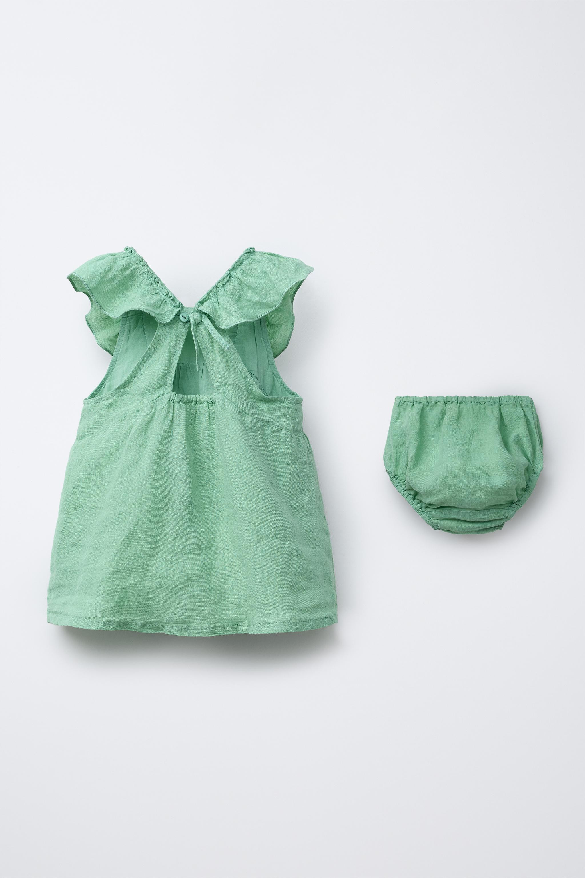 100% LINEN PLAIN DRESS AND BLOOMERS | Zara US
