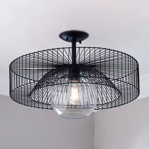 Wire Wheel Semi-Flush Ceiling Light - Clear | Shades of Light
