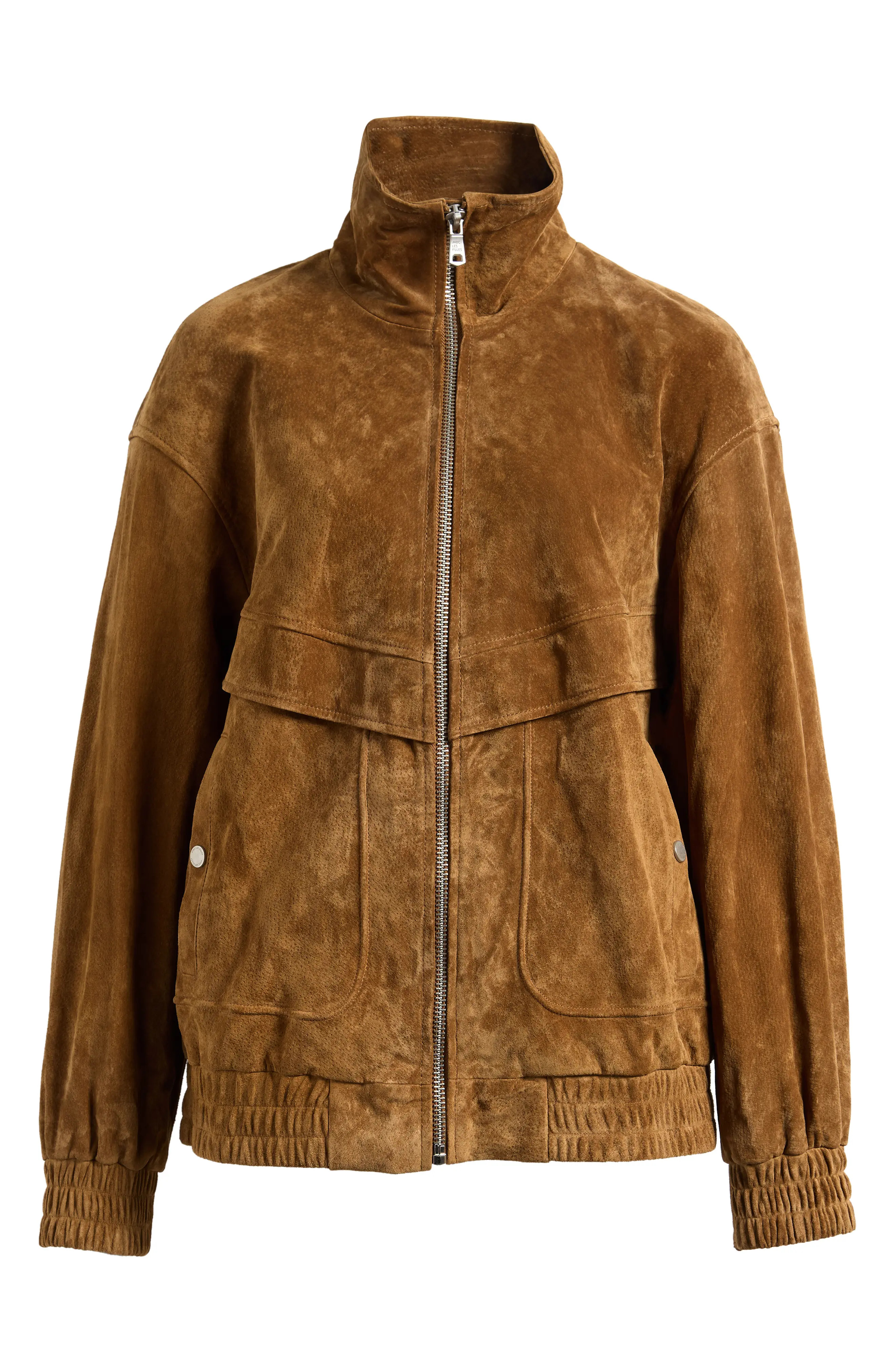 Avec Les Filles Oversize Suede Zip Jacket in Whiskey at Nordstrom, Size Medium | Nordstrom