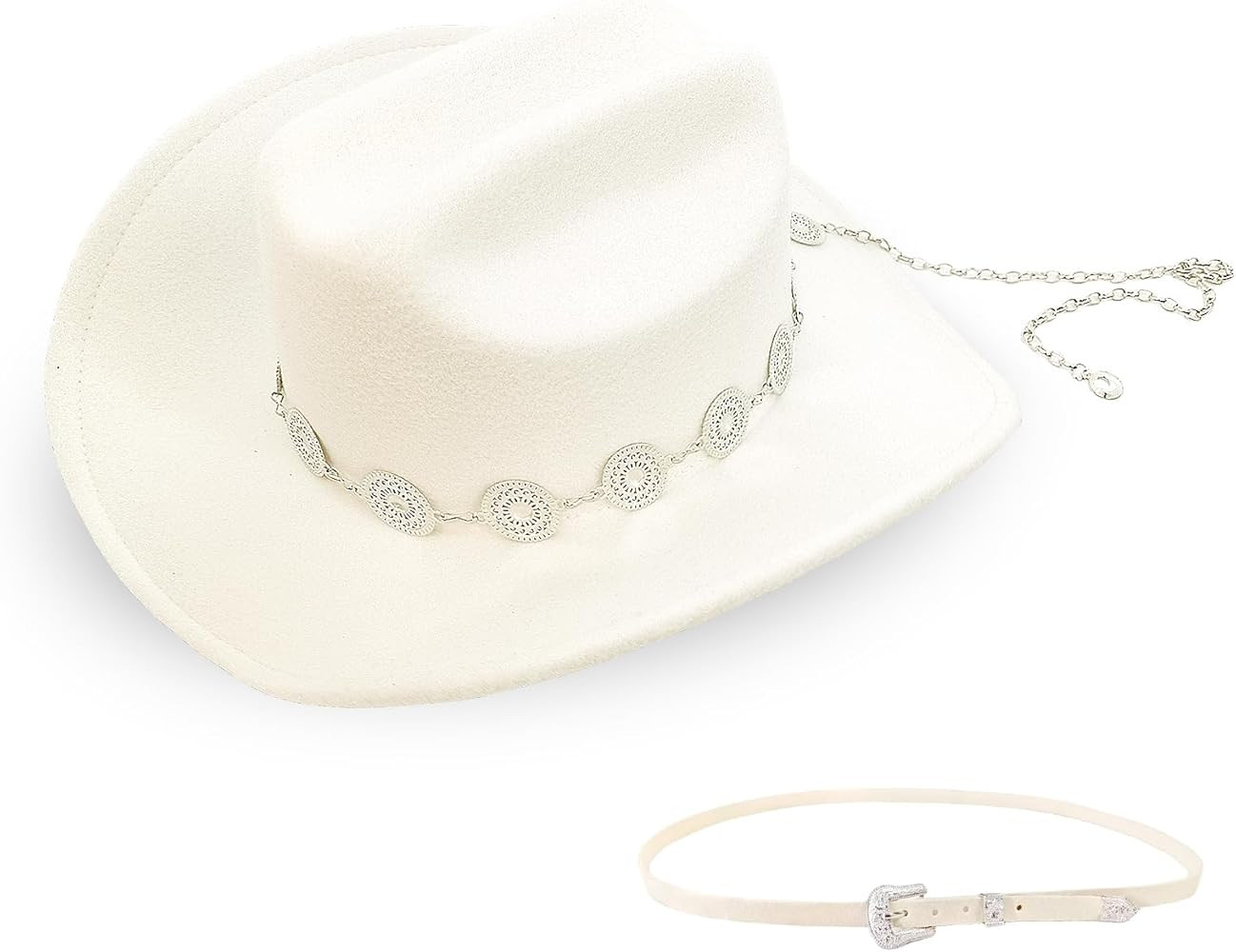 Classic Western Cowboy Hat for Men & Women, Felt Cowgirl Hat with Two Decorative Bands, ，Wide B... | Amazon (US)