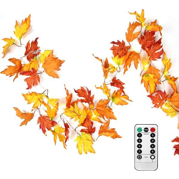 CPPSLEE Fall Decor Lighted Fall Garland - Halloween Decor Fall Decorations Lights 8.2 ft 20 LED... | Amazon (US)