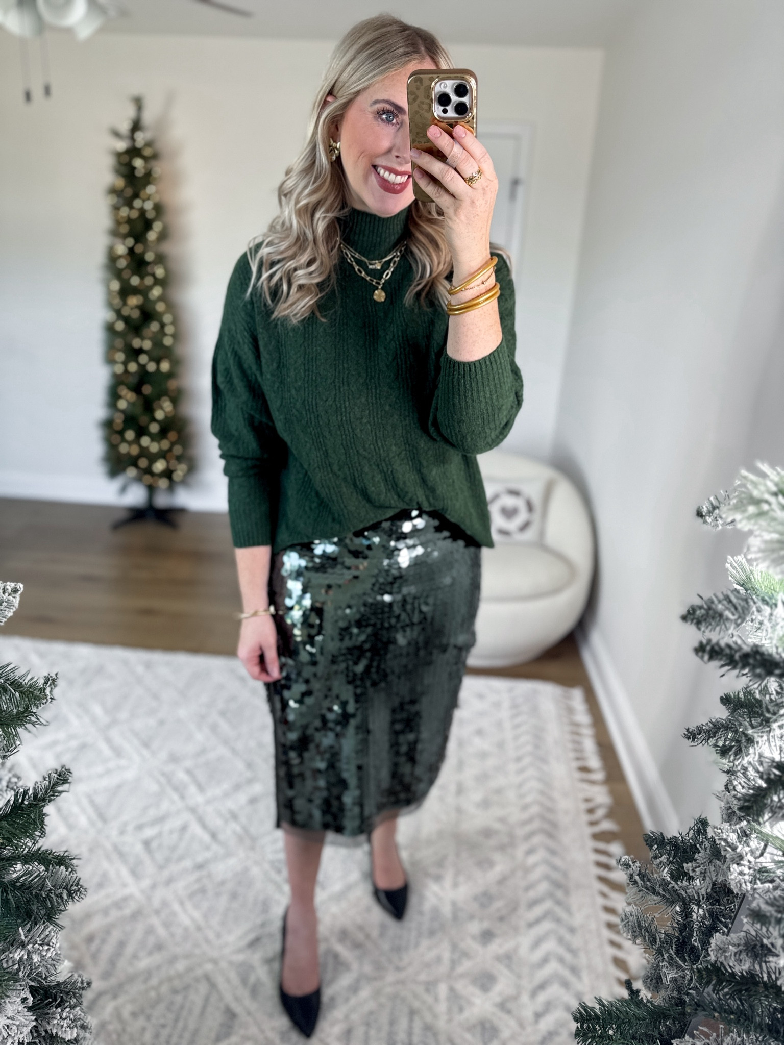 Weekend Walmart Wins try on
Cable knit sweater - medium 
Green sequin mini skirt- medium, runs a little small, if between- go up!

#LTKStyleTip #LTKHoliday #LTKFindsUnder50