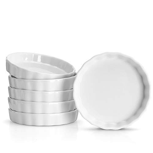 Sweese 505.001 Porcelain Ramekins Round Tart Pan Mini Fluted Quiche Dishes - 5 Ounce for Creme Brule | Amazon (US)