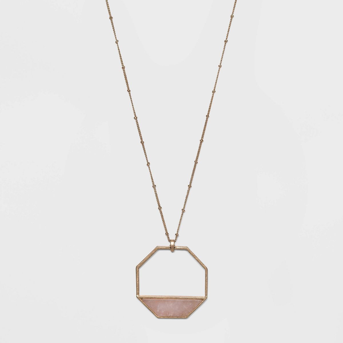 Semi-Precious Rose Quartz Inlay Octagonal Pendant Necklace - Universal Thread™ Light Pink | Target
