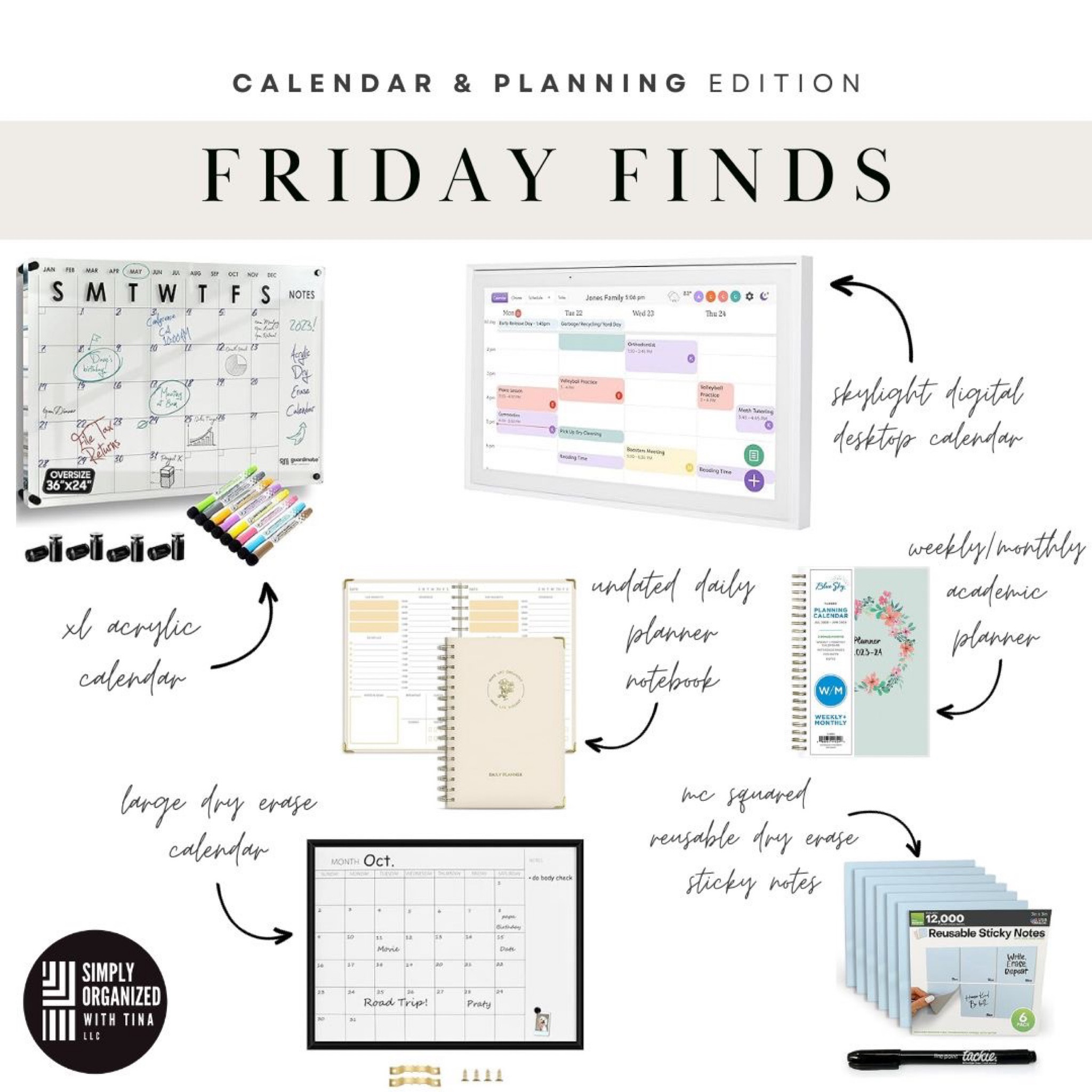 Between work, school, sports, and other activities, it is easy to start feeling overwhelmed keeping track of everything. The key is keeping everything saved in one place, whether it be a digital or paper planner. Here are some of our favorite items for calendaring to fit your desired planning style:

▪️ Large dry erase calendar in black: Ideal for a high-traffic area so all members of the family can easily stay in the know
▪️ XL acrylic calendar
▪️ Skylight digital countertop calendar: this syncs with many different calendar systems including Google, Outlook, Apple, Yahoo, and Cozi 
▪️MC Squared reusable dry erase sticky notes: Great for adding quick visual reminders at home or work with zero waste 
▪️ Undated daily planner notebook: for those that like to write things down and have them in their bag/purse, but don't need it organized for the whole year
▪️ Weekly/monthly planner for academic year: For those who like to write in a planner and have it organized by month and week 

#LTKhome #LTKfamily