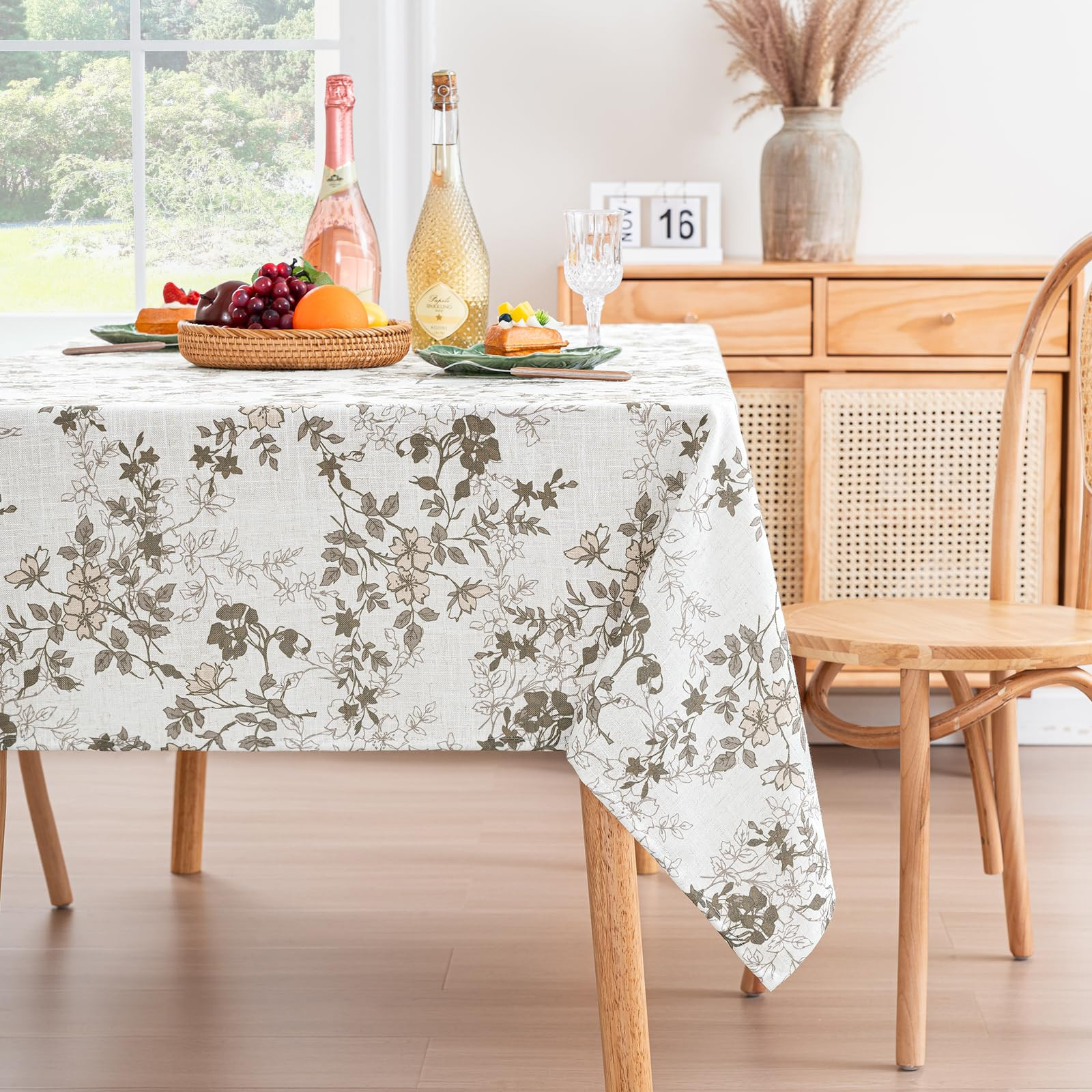 H.VERSAILTEX Linen Table Cloths Floral Printed Tablecloth Spill-Proof Waterproof Table Cover for ... | Amazon (US)